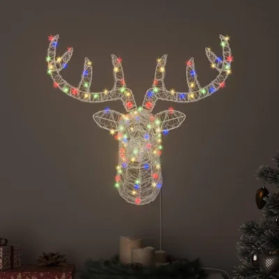 Produktbild von vidaXL Rentierkopf mit 140 LEDs Bunt 68 x 36,5 x 62,5 cm Acryl
