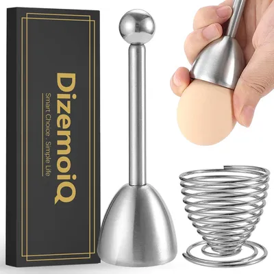 Produktbild von Eieröffner Set, Edelstahl, mit Eierpiekser und Eierbecher, für Frühstück