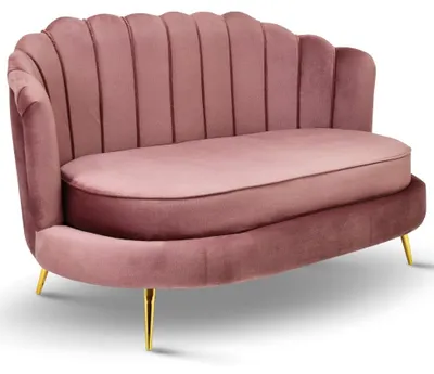Produktbild von MG Design Sofa 2 Sitzer rosa 150 cm - mit weicher Füllung, gesteppter Rückenlehne, mit goldenen Beinen, in Veloursstoff - Couch für Wohnzimmer, Gästezimmer, Wohnzimmer Möbel