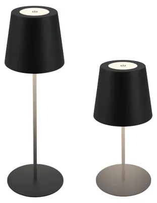 Image de B.K.Licht Lampe de table LED sans fil IP44, Variable, tactile, protection contre les éclaboussures, sans fil, noir, 36 x Ø10,5 cm