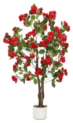 Obrázek produktu pro Umělá osmantová rostlina - pokojová rostlina v květináči, výška 120 cm - květiny věrné přírodě - dekorativní rostlina do interiéru - umělá rostlina - červená