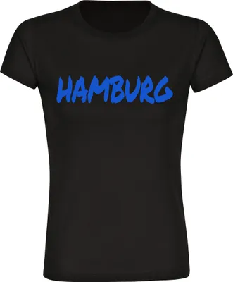 Produktbild von multifanshop Damen T-Shirt - Hamburg - Textmarker, schwarz, Größe M