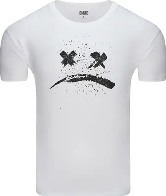 Produktbild von Diarbo Herren T-Shirt mit klassischem Druck Trauriges Emoji Weiß Gr.S