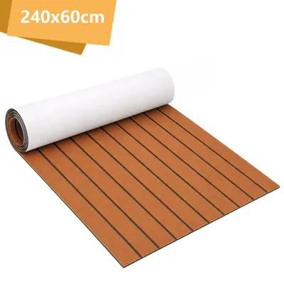 Obrázek produktu pro Protiskouzavá podlahová krytina, matná, vhodná pro paluby, koberec, teak, pěna EVA, samolepicí podlahová krytina pro lodě, hnědá, rozměry 240x60 cm