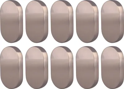Immagine prodotto di Natural Goods Berlin maniglie per mobili rotonde OVAL, interasse fori 16 mm, pomelli per armadi adatti a spessori di ante di 15-22 mm, maniglie per armadi da cucina, cassettiere, credenze ecc., aspetto acciaio inox, 10 pezzi