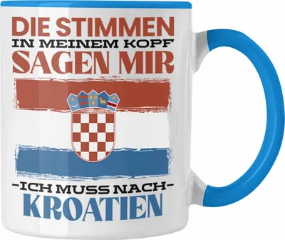 Produktbild von Trendation - Kroatien Tasse Urlaub Heimat Geschenk Spruch Kroatie Geschenkidee (Blau)