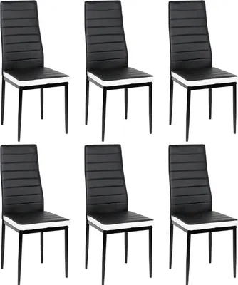 Produktbild von WYCTIN Esszimmerstühle 6 Set Küchenstuhl Esszimmerstuhl Wohnzimmerstühle Schwarz Weiß
