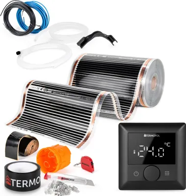 Produktbild von Termofol Elektrische Heizfolie mit Thermostat H5, Schwarz, 140W/m², 1 m²