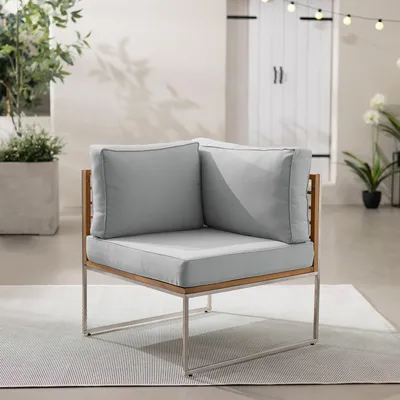 Produktbild von home24 Loungeecke - Webstoff / Teak Massiv
