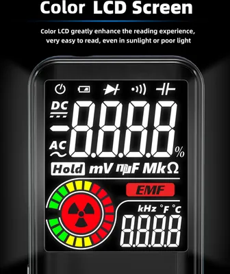 Obrázek produktu pro BSIDE S20 Inteligentní multimetr EMF Detektor elektromagnetického záření 3,5palcový barevný displej 9999 počtů Automatický rozsah Dobíjecí univerzální měřič Monitor záření AC/DC Voltmetr Ohmmetr Test odporu Kapacita Frekvence Dioda Spojitost Firewire Rozpoznání s baterkou Data Hold