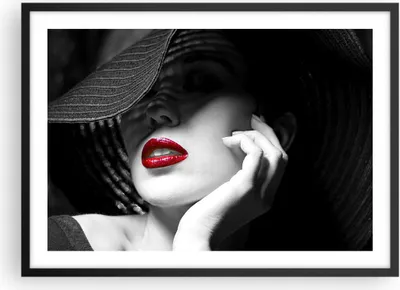 Produktbild von Gerahmtes Poster - Schwarzer Rahmen - Frau Gesicht Lippen - 70x50 cm - Wand Bild - Wanddeko - Wandbilder - Kunstposter - Wandposter - Bilderrahmen - Bilder - Kunstdruck - Wandbild - P2BAA70x50-3618