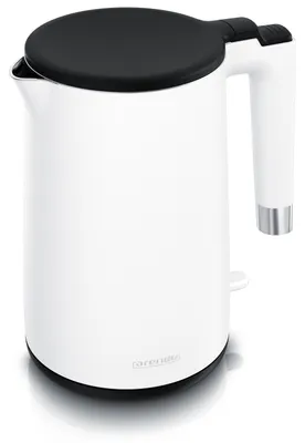 Image de Arendo Bouilloire inox CORE, 1,5L, 2000W, double paroi, sans BPA, Cool-Touch, base 360°, LED, protection anti-surchauffe, blanc mat