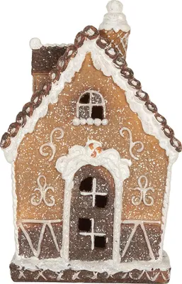 Obrázok produktu pre Clayre & Eef Perníková chalúpka s LED 13x9x20 cm Hnedý plast