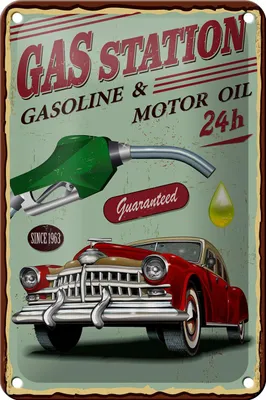 Produktbild von Blechschild Retro 12x18cm Gas Station gasoline motor oil 24
