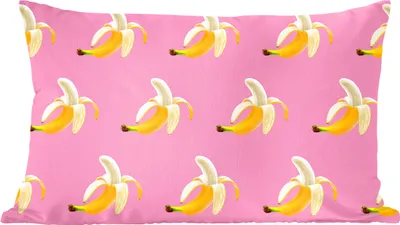 Produktbild von MuchoWow® Zierkissen Sofakissen Wohnzimmer Dekokissen 60x40 cm Banane - Muster - Rosa - Kopfkissen - Polster mit Foto