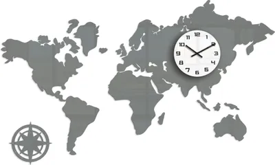 Produktbild von Wanduhr  - Weltkarte 120 X 70 Grau