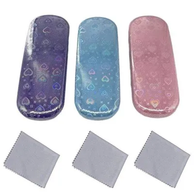 Produktbild von Brillenetui 3er Set – Hartschalenetui für Brillen & Sonnenbrillen – Brillenschutz mit Samtfutter – Stoßfest & tragbar – Für Damen, Herren & Kinder