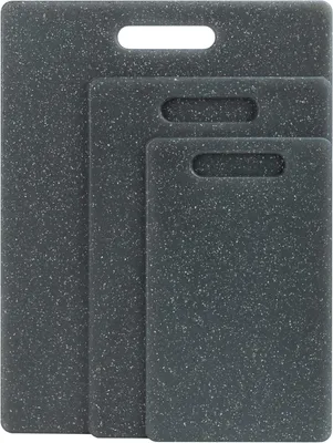 Produktbild von Schneidebrett Set, 3-teilig, Kunststoff, anthrazit mit Marmor-Design, für die Küche