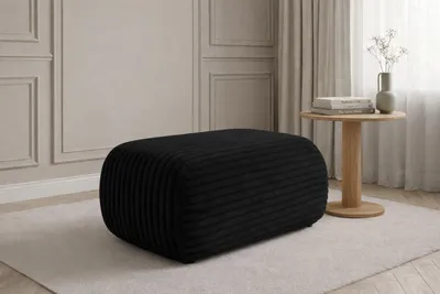 Produktbild von Kaiser Möbel Hocker Sitzpouf für Wohnzimmer, Cordstoff Tilia, Schwarz, BIS