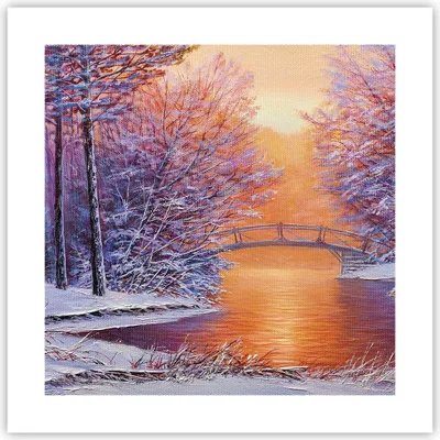 Produktbild von Poster - Poster ohne Rahmen - Brücke Schnee Wald - 40x40 cm - Wand Bild - Wanddeko - Wandbilder - Kunstposter - Wandposter - Bilder - Kunstdruck - Wanddekoration - Wandbild - P2XAC40x40-4545