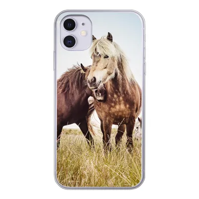 Produktbild von MuchoWow® Handyhülle Schutzhülle Hülle für iPhone 11 Pferde - Gras - Frühling Silikon Softcase Handy Hülle - Handytasche