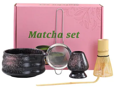 Immagine prodotto di Set per il tè Matcha con tazza in Vetroceramica e frusta in bambù – Rosa, kit tradizionale per la cerimonia del tè