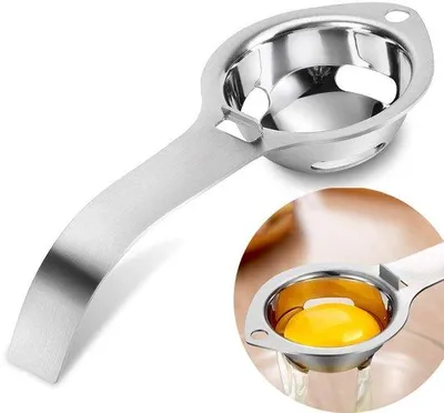 Productafbeelding van Unyqoos® eierdooier-scheider van voedselveilig roestvrij staal 304 – vaatwasmachinebestendig, met ophangoog, scheidt eiwit en eidooier, een robuust keukenaccessoire