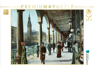 Produktbild von CALVENDO Puzzle Alsterarkaden mit Blick zum Hamburger Rahthaus | 500 Teile Lege-Größe 48 × 36 cm Foto-Puzzle für Erwachsene
