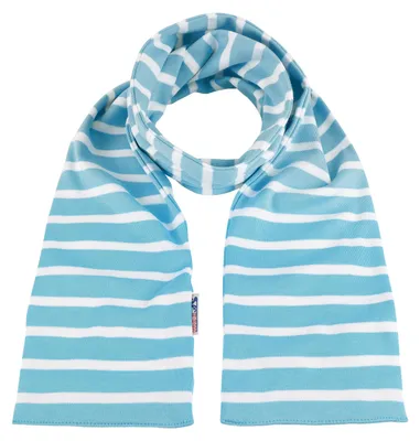 Produktbild von modAS Uni Bretonischer Schal mit Streifen und uni verschieden Farben - Herrenschal Damenschal Kinderschal 13x120 cm in Aqua-Weiß