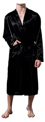 Produktbild von Uni Satin Bademantel im Kimono-Stil