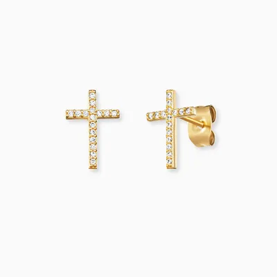 Produktbild von Engelsrufer Ohrstecker Kreuz Silber Vergoldet ERE-LILCROSS-ZI-STG