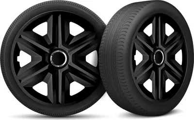 Obrázok produktu pre Lemy kolies automobilov sada 4 ks vhodná pre všetky oceľové disky - nastaviteľný poistný krúžok - 14 palcov - lesklá čierna