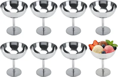 Eisbecher Edelstahl mit Fuß, 8 Stück, Dessertbecher