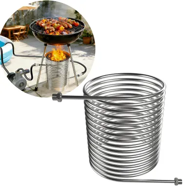 Zdjęcie produktu dla Grzałka spiralna ze stali nierdzewnej do basenu, pieca na drewno, ogrzewania wody, podgrzewacza basenowego. Wydajna grzałka spiralna z przyłączem 1/2", idealna do użytku podczas kempingu i na świeżym powietrzu