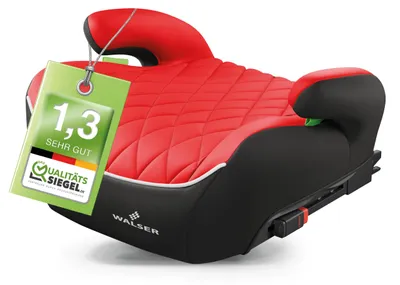 Produktbild von WALSER Premium Sitzerhöhung Auto Kinder ISOFIX, Qualitätssieger * schmaler Kindersitz Auto i-Size ca. 6-12 Jahre 125-150 cm, Kindersitzerhöhung Booster Seat neueste Norm ECE R 129 schwarz/rot