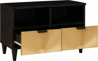 Produktbild von vidaXL TV-Schränk Schwarz und Gold 70 x 33 x 46 cm Holzwerkstoff