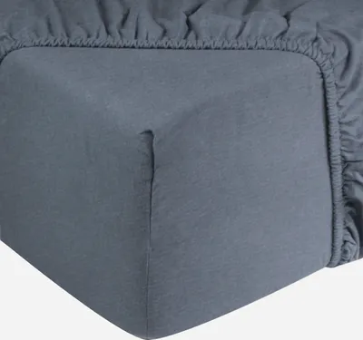 Produktbild von DoubleDry Spannbettlaken Jersey 180x200cm - 100% Baumwolle - Spannbetttuch - 28cm Steg - Blau Melange