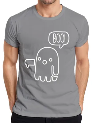 Produktbild von BOO! süßer Geist Halloween lustig Kinder Cartoon niedlich retro Herren T-Shirt, Grau, XXL