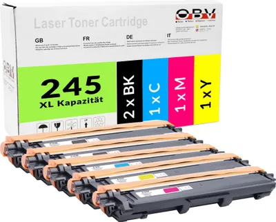 Produktbild von Kompatibler Toner Set für DCP-9020 CDW HL-3140 CW als Ersatz für Brother 241 TN-241 TN-245 TN-241CMY 5er Toner set 2x schwarz, je 1x cyan ,magenta gelb - ca. Seiten - B-241-5Pack