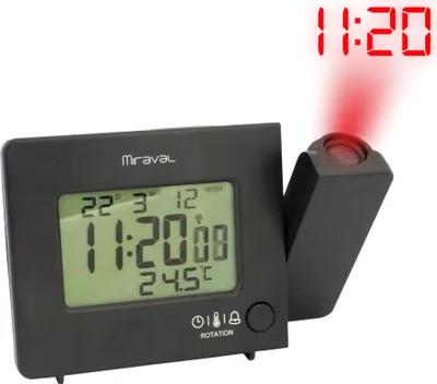 Produktbild von Miraval Funk-Projektionswecker Funkwecker USB 2 Alarme Temperaturanzeige Datum - 4-MV5822-1