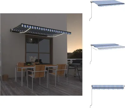 Obrázok produktu pre vidaXL Automatická markíza s LED a senzorom vetra 450x350 Modrá a biela - Markízy