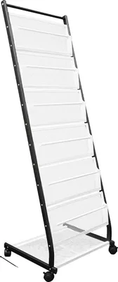 Produktbild von Broschüre Stand, 6-Tier Design, Mobil mit Rädern, schwarz