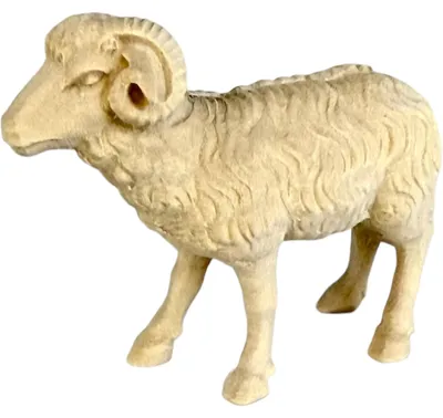Widderfigur stehend aus Ahornholz, 6 cm, handbemalt