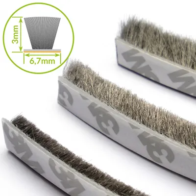 Produktbild von 3M™ Bürstendichtung Dichtungsbürste Türdichtung Türbürste selbstklebend 6,7x3mm Grau 10 Meter