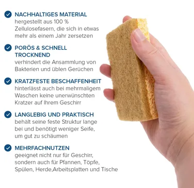 Produktbild von Zellulose Schwämme 6er-Pack Joeji's Kitchen Spül- & Küchenschwämme 100% Natur