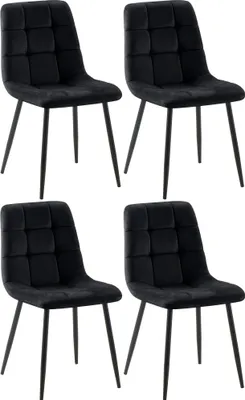 Produktbild von CLP 4er Set Esszimmerstuhl Tilde gepolstert mit Rückenlehne bis 150 kg belastbar schwarz Material Samt