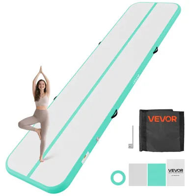 Produktbild von VEVOR Aufblasbare Gymnastikmatte 400x100x10 cm Airtrack-Turnmatte für Training, Wettkampfsport & Yoga, mit Rutschfester Oberfläche, 600-W-Elektroluftpumpe, Reparaturflicken, Düsen & Tasche, Mintgrün