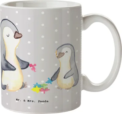 Produktbild von Mr. & Mrs. Panda Tasse Sozialpädagoge Herz - Grau Pastell - Geschenk, Jubiläum, Kaffeebecher, Keramiktasse, Frühstücksbecher, Teetasse, keramik, Becher