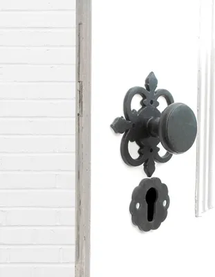 Produktbild von Türbeschlag mit Knauf für Haustüren, Sicherheitsrosette | PZ | Eisen schwarz