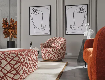 Zdjęcie produktu dla Zestaw sofa fotel 431 siedzisko tkanina luksusowe sofy pomarańczowy salon